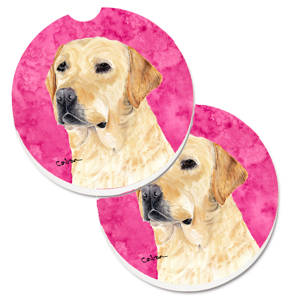 Pink Labrador Set of 2 Cup Holder Car Coaster