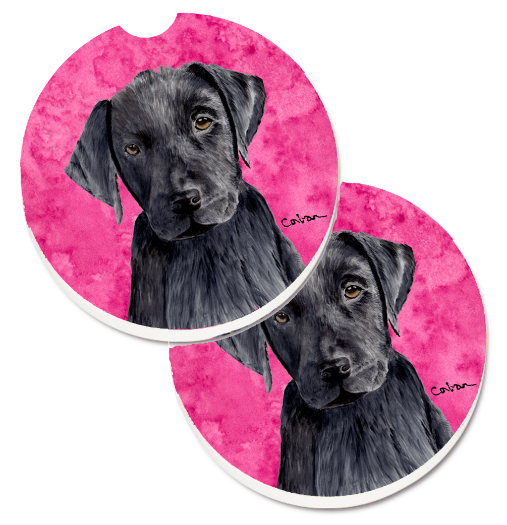 Pink Labrador Set of 2 Cup Holder Car Coaster