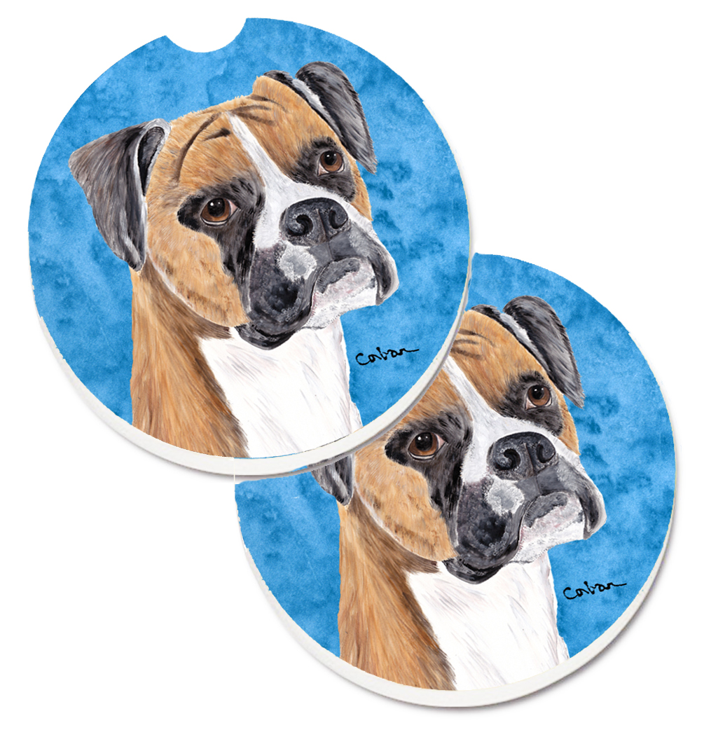 Blue Boxer Set of 2 Cup Holder Car Coaster