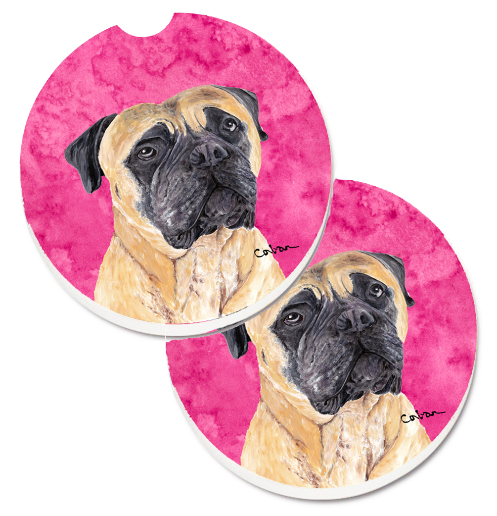 Pink Mastiff Set of 2 Cup Holder Car Coaster