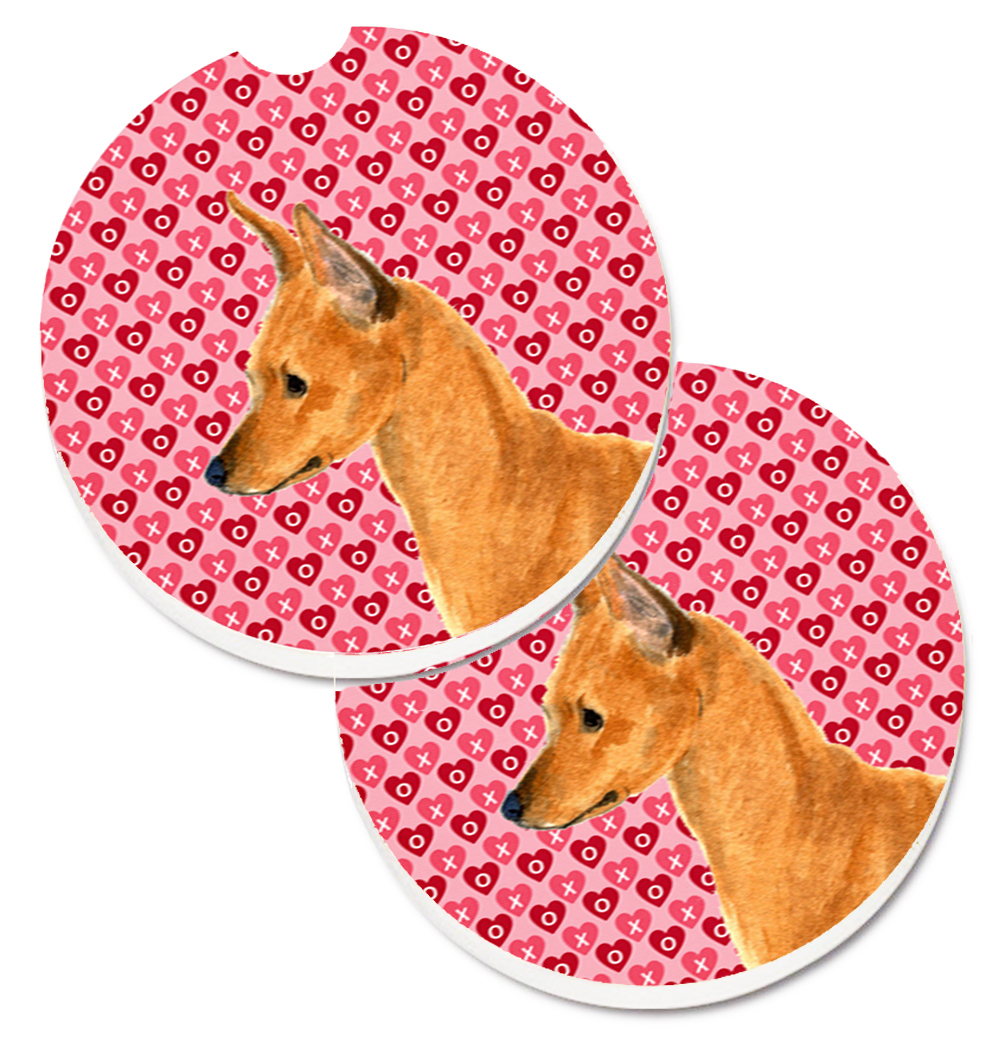 SS4466CARC Min Pin Hearts Love & Valentines Day Portrait Set of 2 Cup Holder Car Coaster