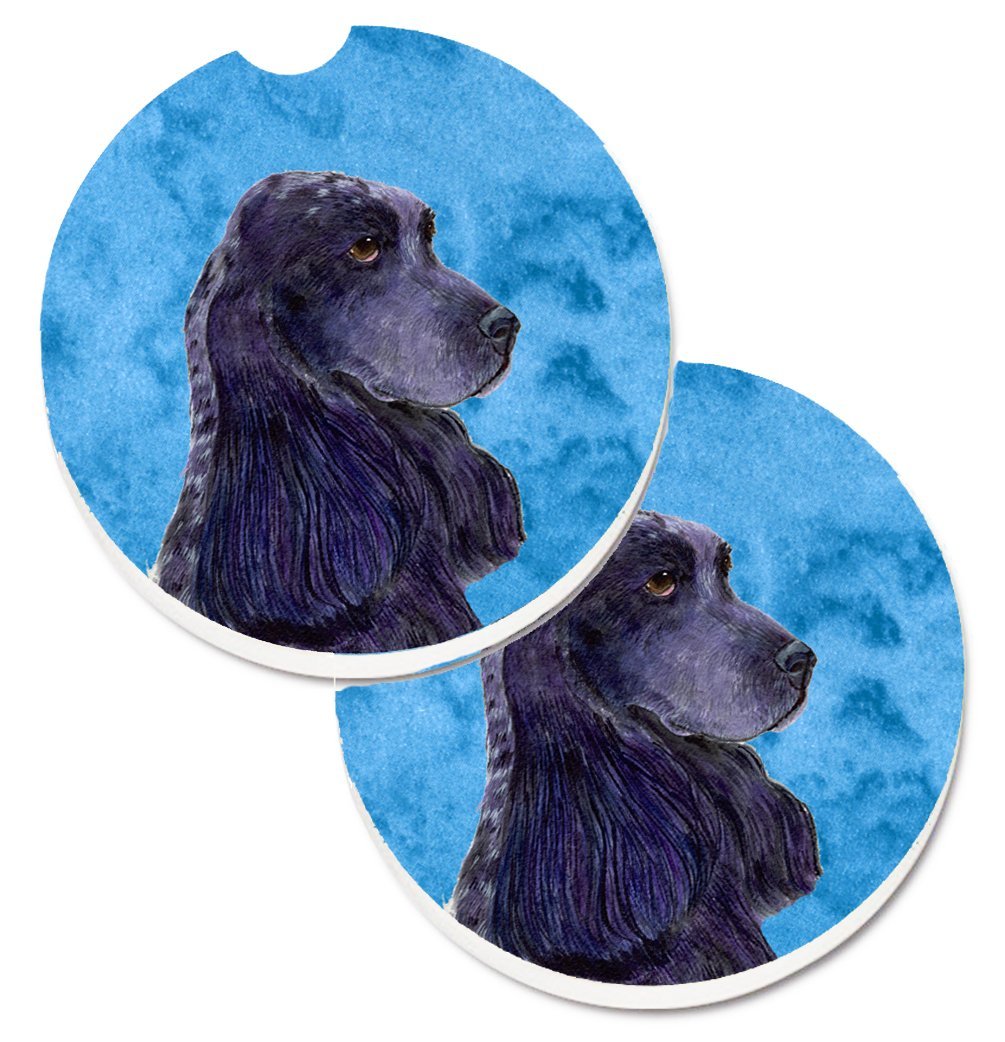 Blue Cocker Spaniel Set of 2 Cup Holder Car Coaster