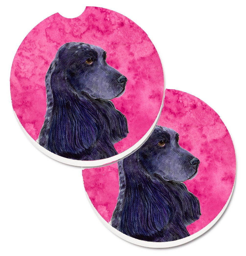 Pink Cocker Spaniel Set of 2 Cup Holder Car Coaster