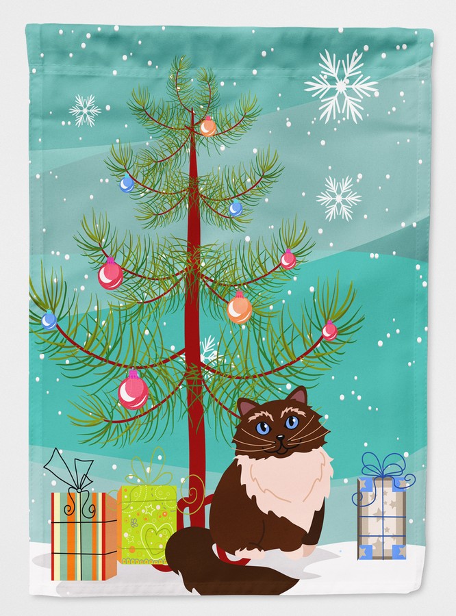 Himalayan Cat Merry Christmas Tree Flag Canvas House Size