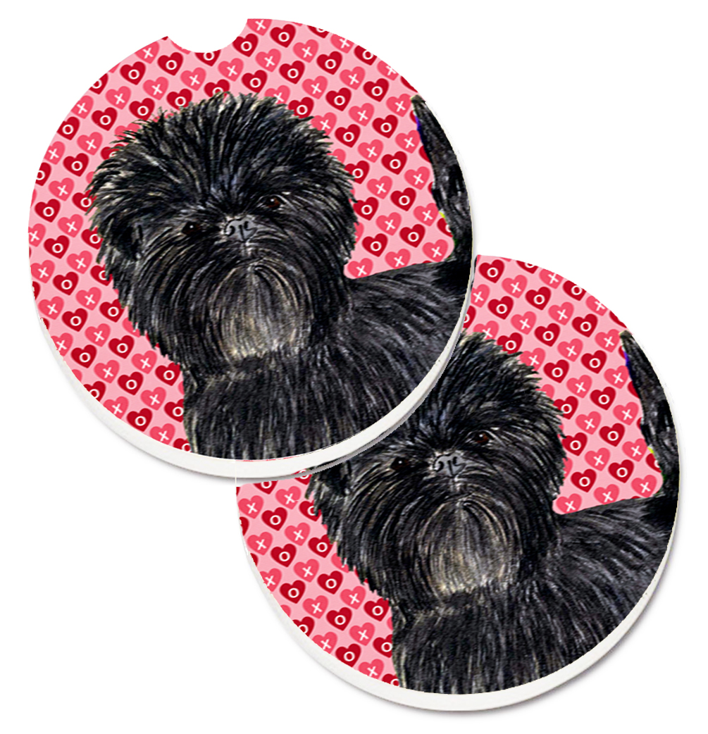 SS4511CARC Affenpinscher Hearts Love & Valentines Day Portrait Set of 2 Cup Holder Car Coaster
