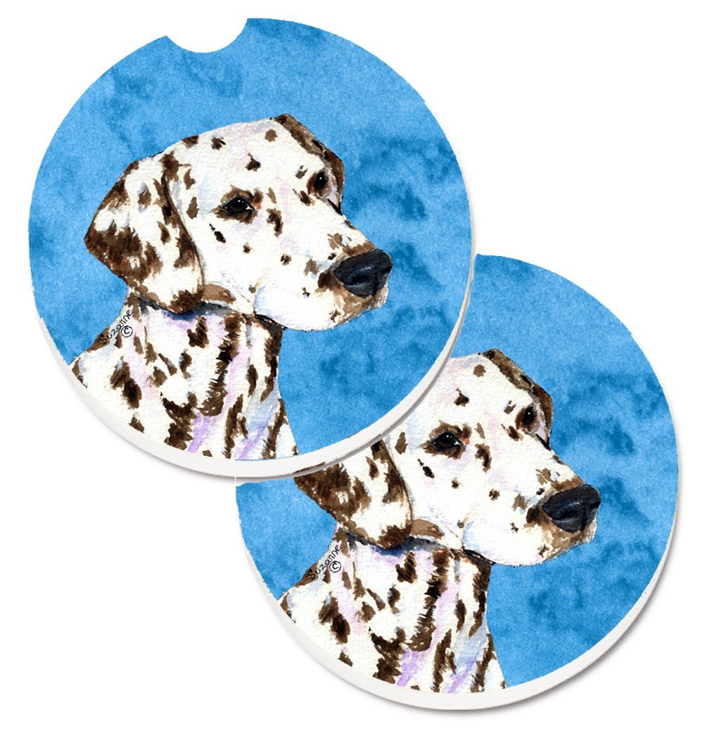 Blue Dalmatian Set of 2 Cup Holder Car Coaster