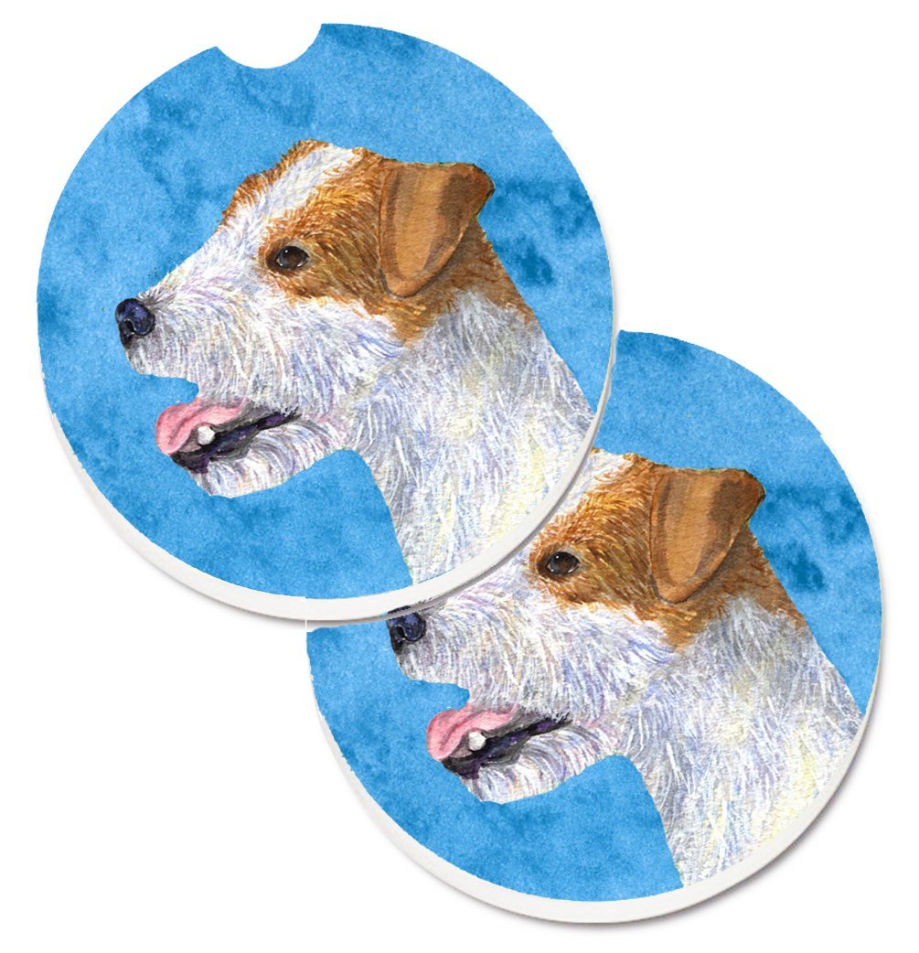 Blue Jack Russell Terrier Set of 2 Cup Holder Car Coaster