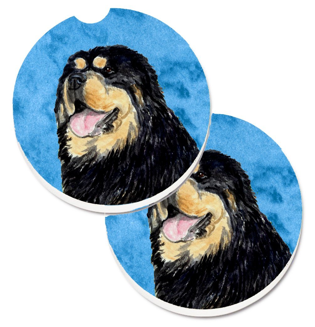 Blue Tibetan Mastiff Set of 2 Cup Holder Car Coaster
