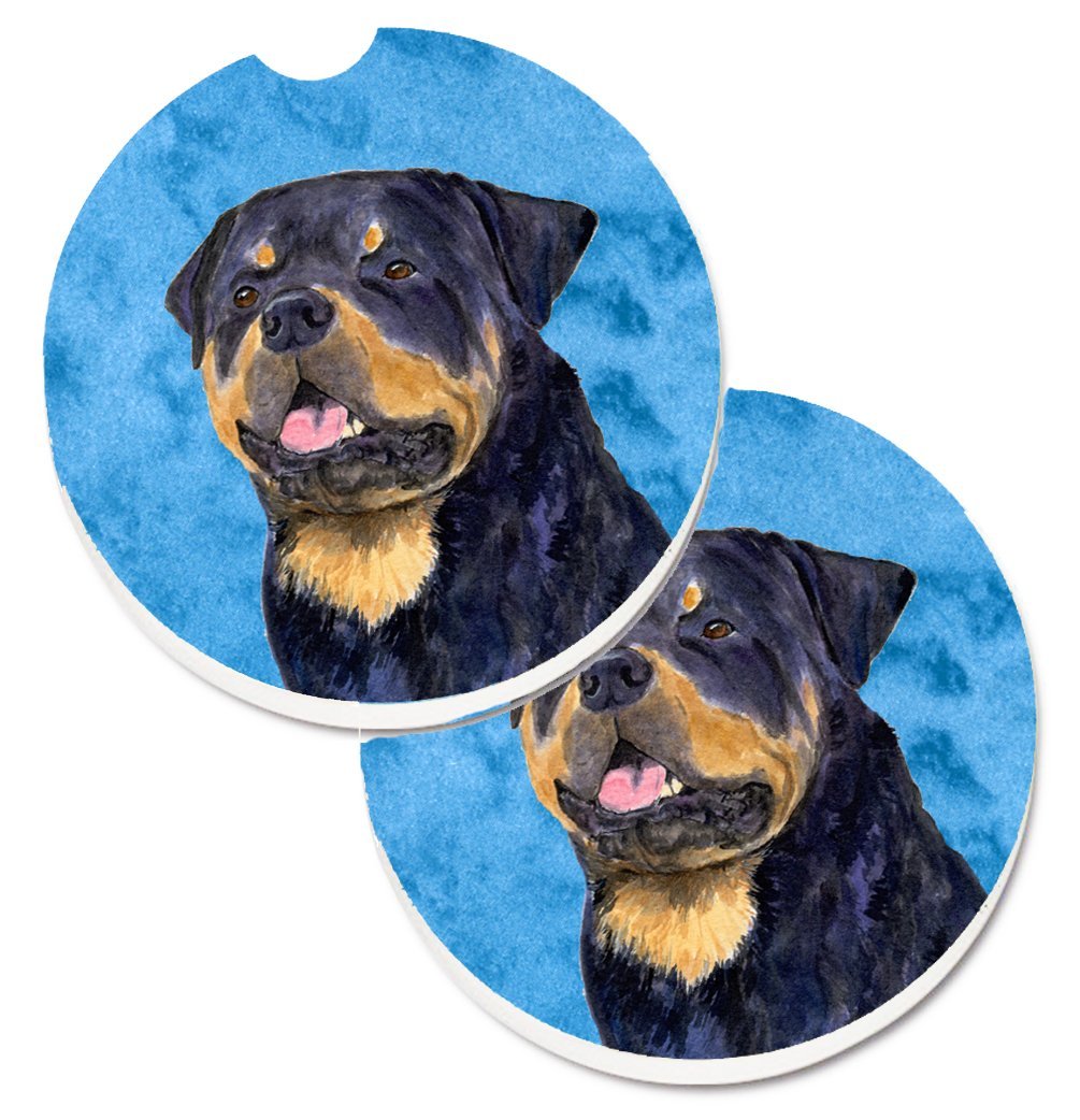 SS4800-BUCARC Blue Rottweiler Set of 2 Cup Holder Car Coaster