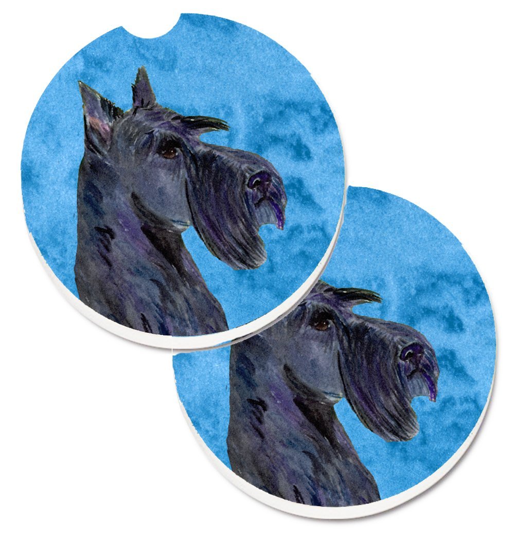 SS4805-BUCARC Blue Scottish Terrier Set of 2 Cup Holder Car Coaster