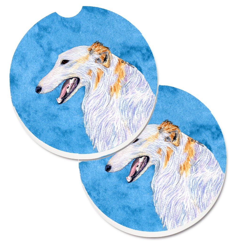 Blue Borzoi Set of 2 Cup Holder Car Coaster