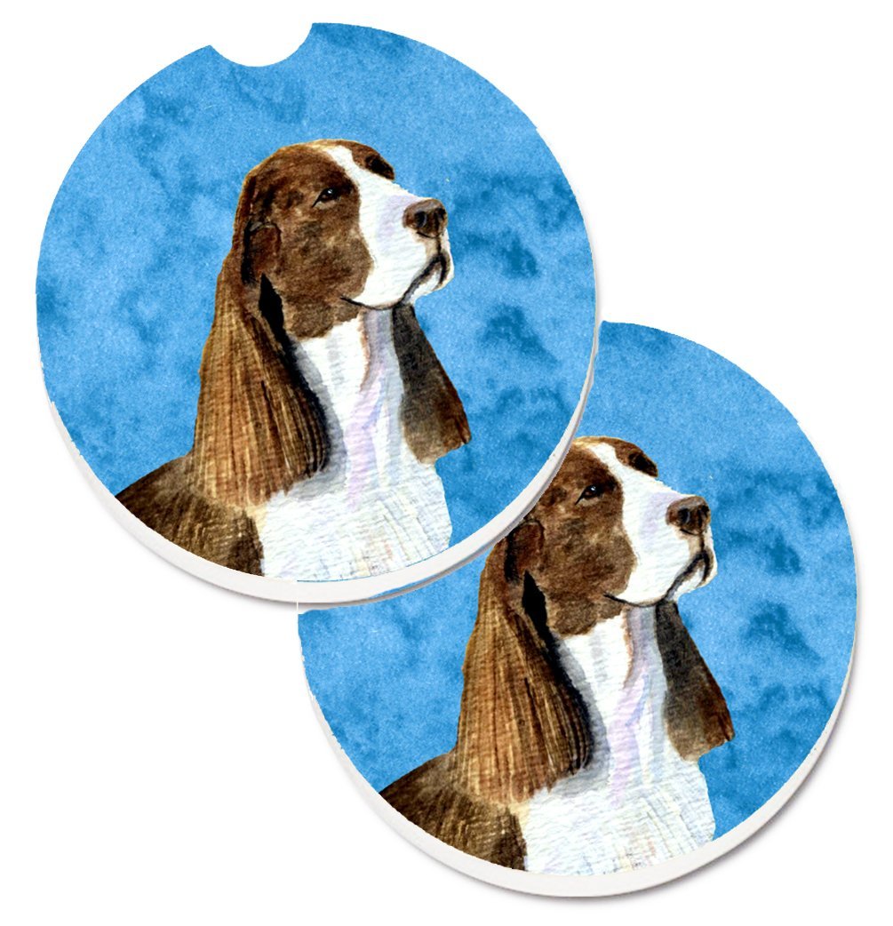 Blue Springer Spaniel Set of 2 Cup Holder Car Coaster