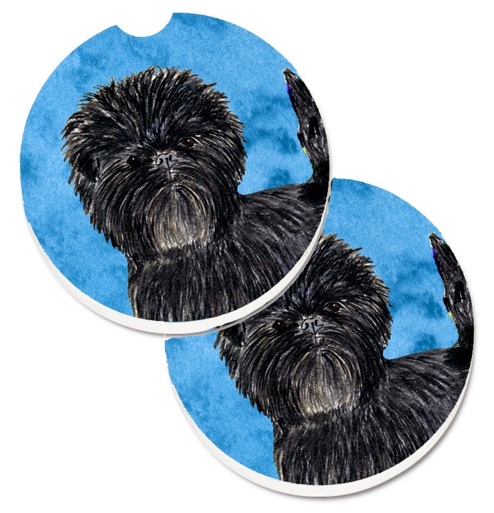 Blue Affenpinscher Set of 2 Cup Holder Car Coaster