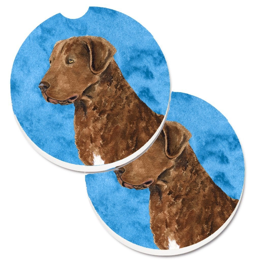 Blue Chesapeake Bay Retriever Set of 2 Cup Holder Car Coaster