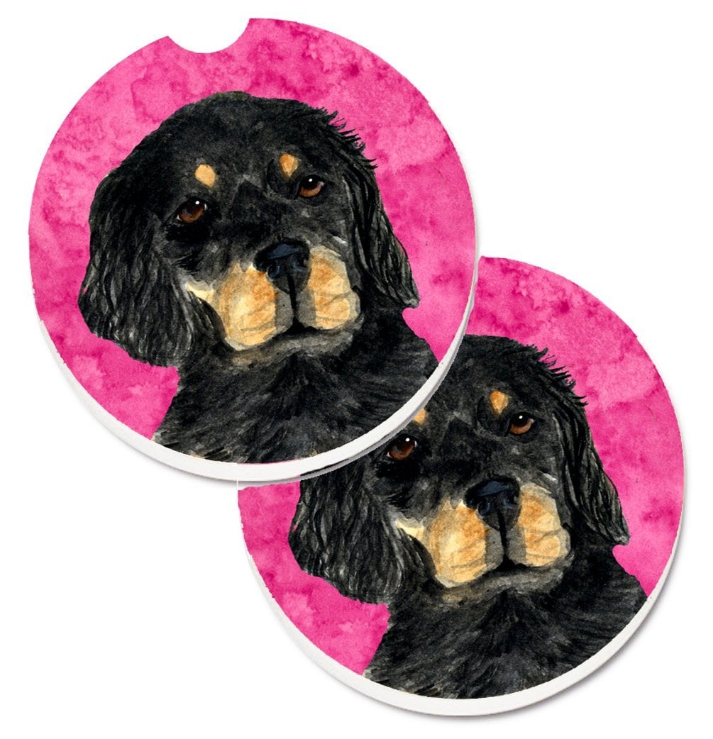 Pink Gordon Setter Set of 2 Cup Holder Car Coaster
