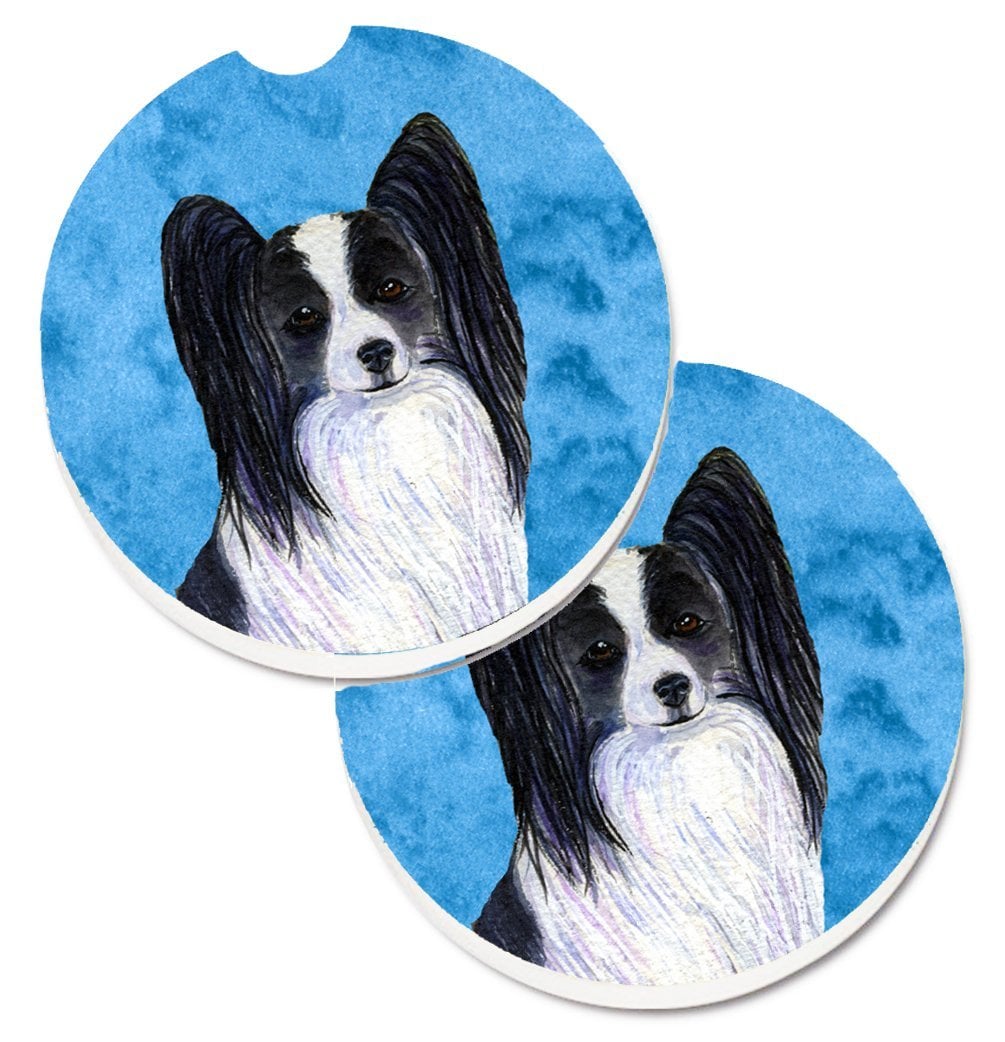 Blue Papillon Set of 2 Cup Holder Car Coaster