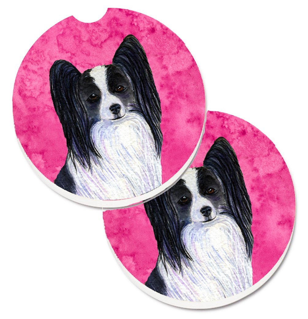 Pink Papillon Set of 2 Cup Holder Car Coaster