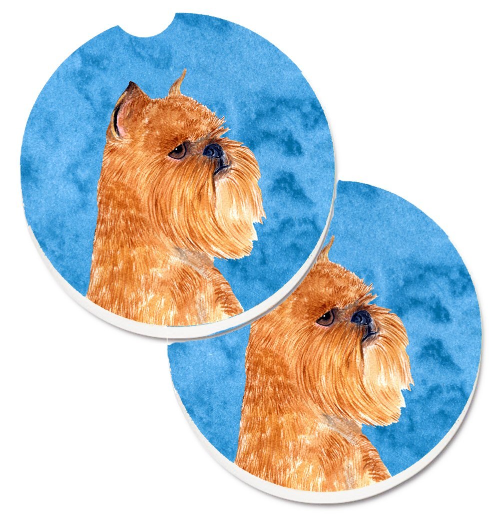Blue Brussels Griffon Set of 2 Cup Holder Car Coaster
