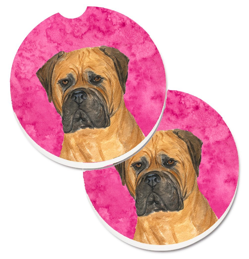 Pink Bullmastiff Set of 2 Cup Holder Car Coaster