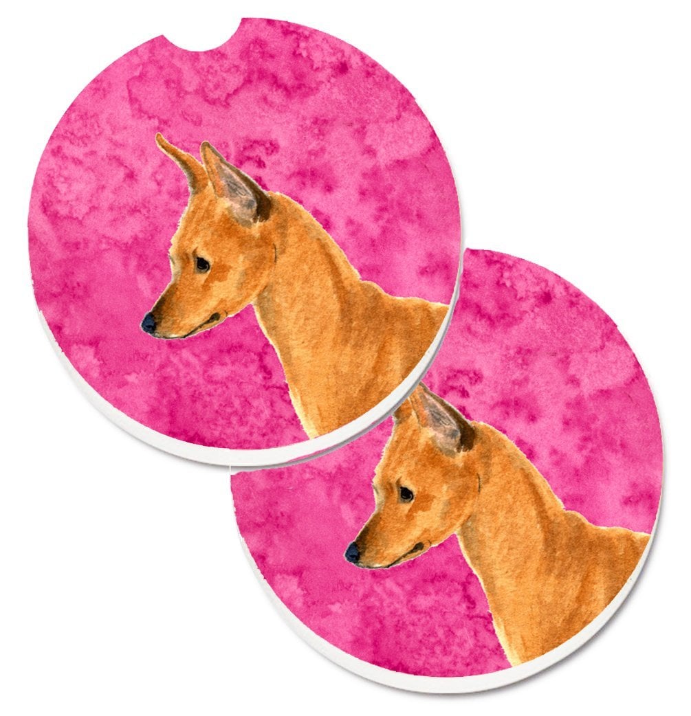 Pink Min Pin Set of 2 Cup Holder Car Coaster