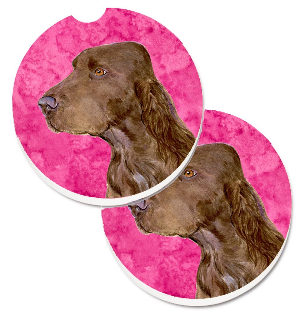 Pink Field Spaniel Set of 2 Cup Holder Car Coaster