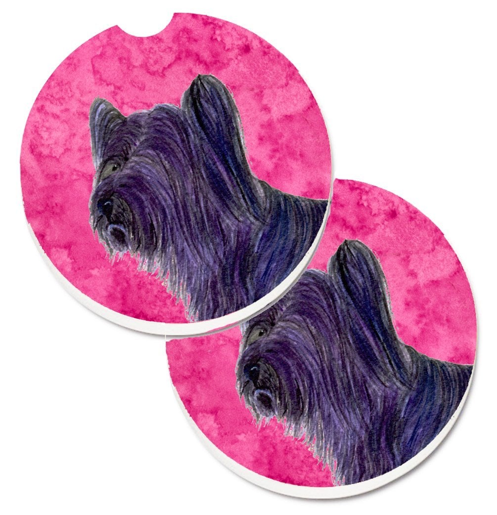 SS4739-PKCARC Pink Skye Terrier Set of 2 Cup Holder Car Coaster