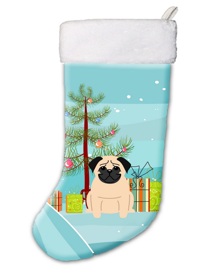 BB4133CS Merry Christmas Tree Pug Fawn Christmas Stocking
