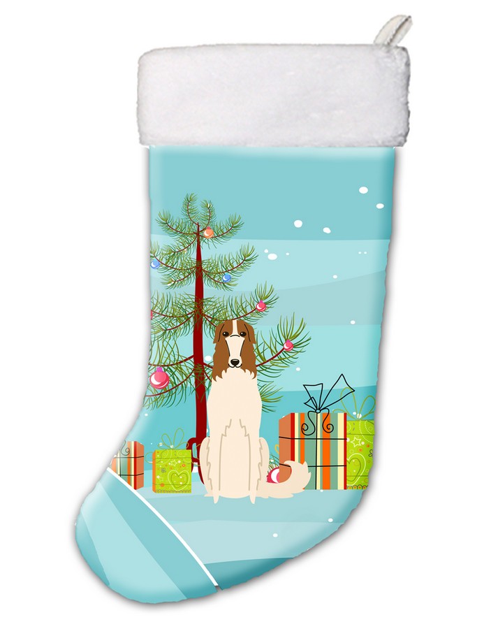 Merry Christmas Tree Borzoi Christmas Stocking
