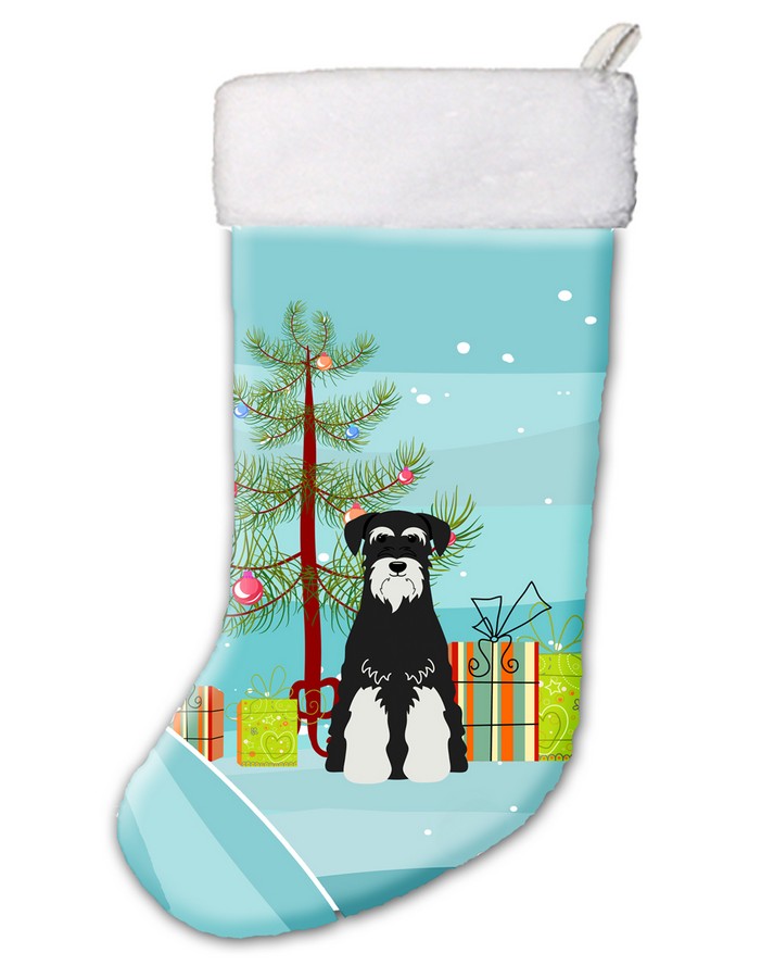 Merry Christmas Tree Standard Schnauzer Salt & Pepper Christmas Stocking