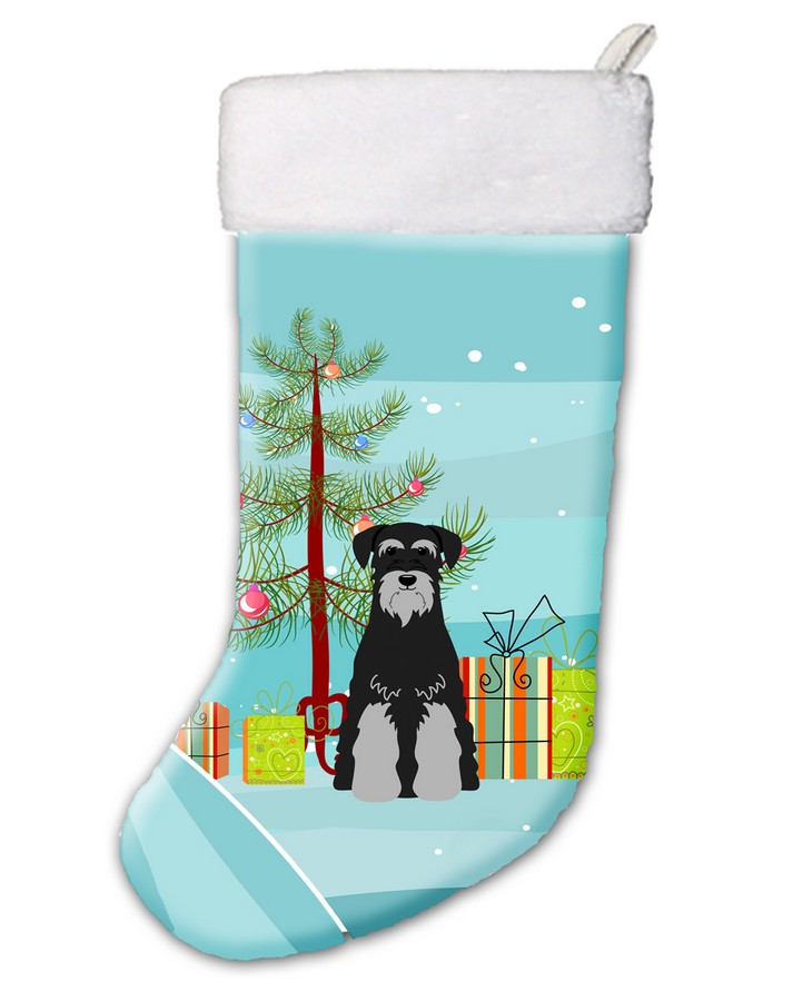 Merry Christmas Tree Standard Schnauzer Black & Grey Christmas Stocking