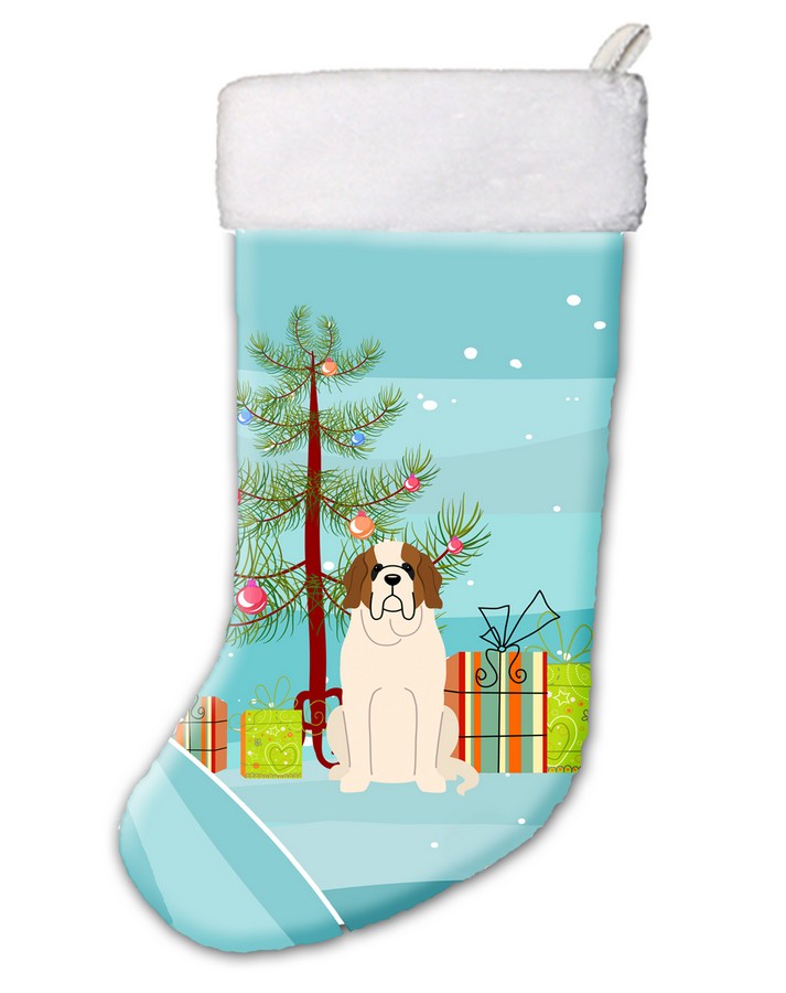 Merry Christmas Tree Saint Bernard Christmas Stocking