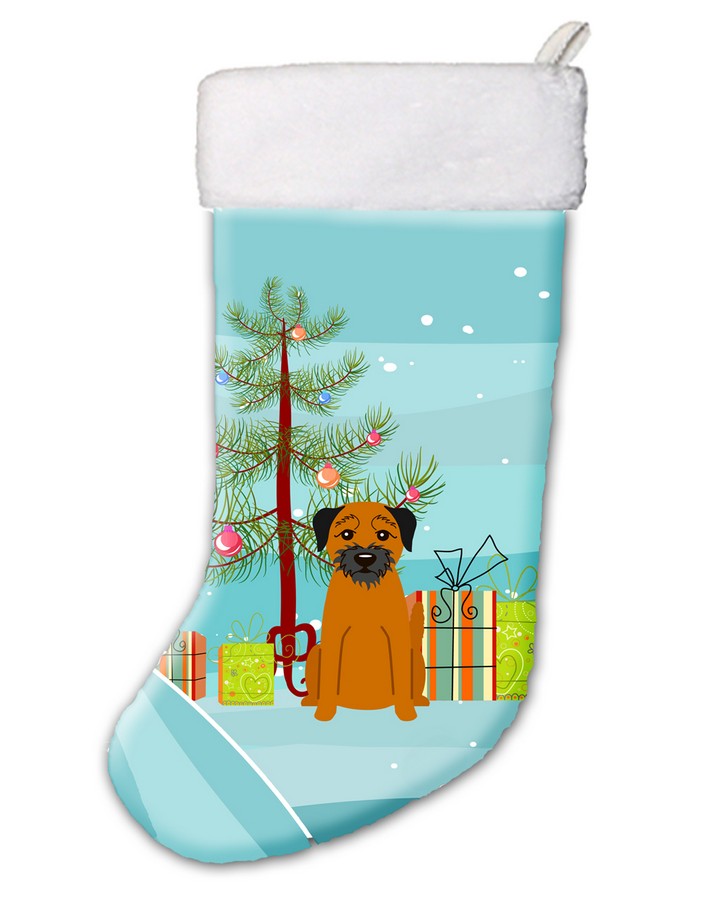 Merry Christmas Tree Border Terrier Christmas Stocking