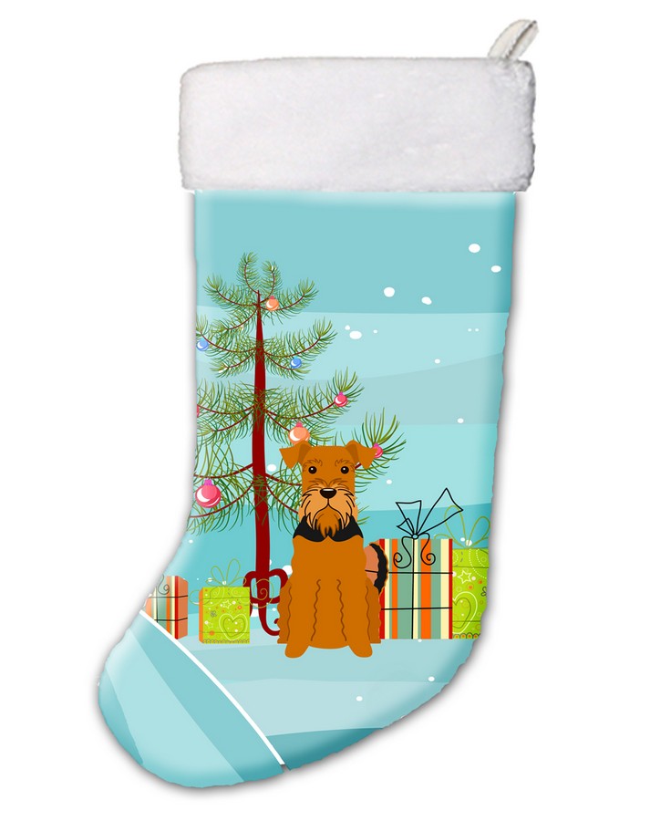 Merry Christmas Tree Airedale Christmas Stocking
