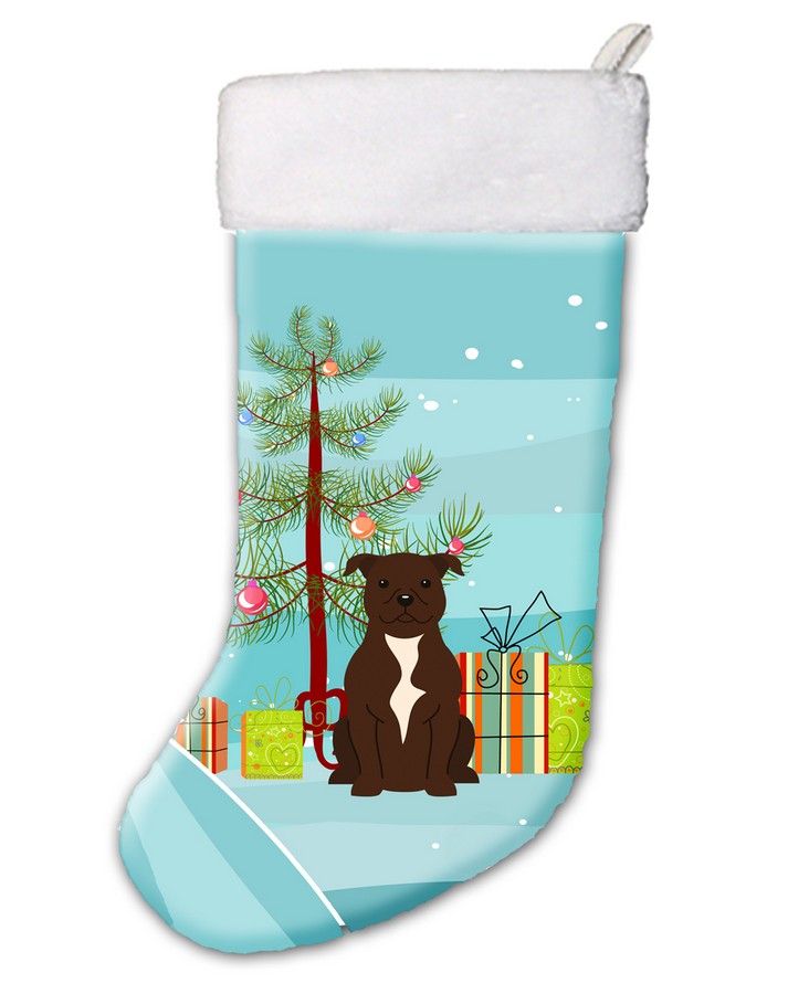 Merry Christmas Tree Staffordshire Bull Terrier Chocolate Christmas Stocking