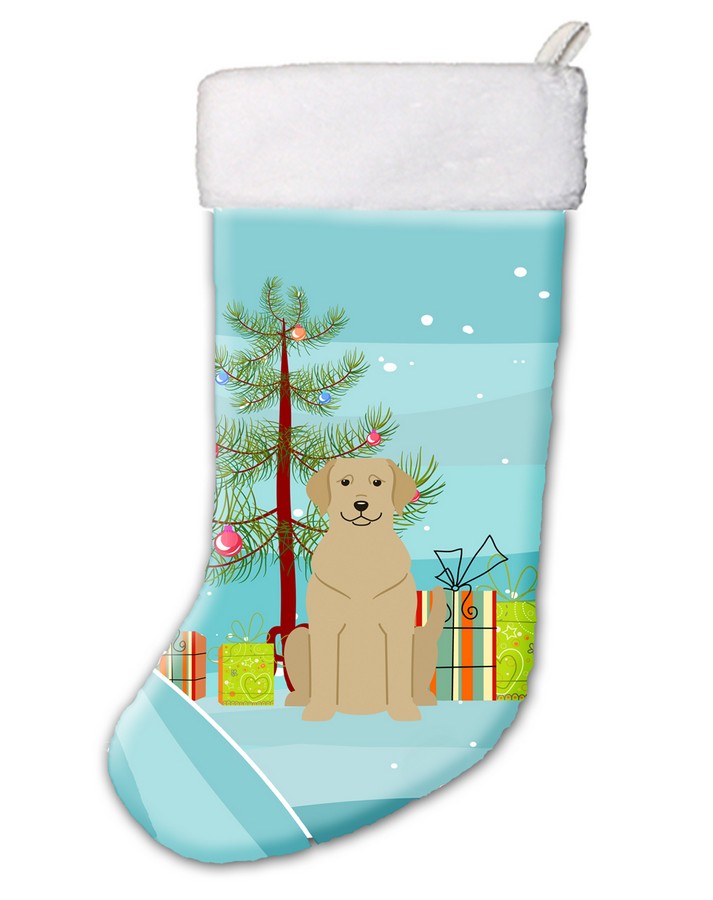BB4180CS Merry Christmas Tree Yellow Labrador Christmas Stocking