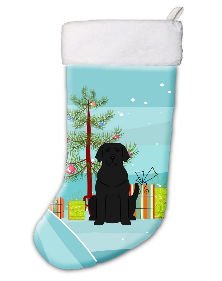 BB4182CS Merry Christmas Tree Black Labrador Christmas Stocking