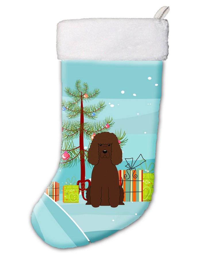 Merry Christmas Tree Irish Water Spaniel Christmas Stocking