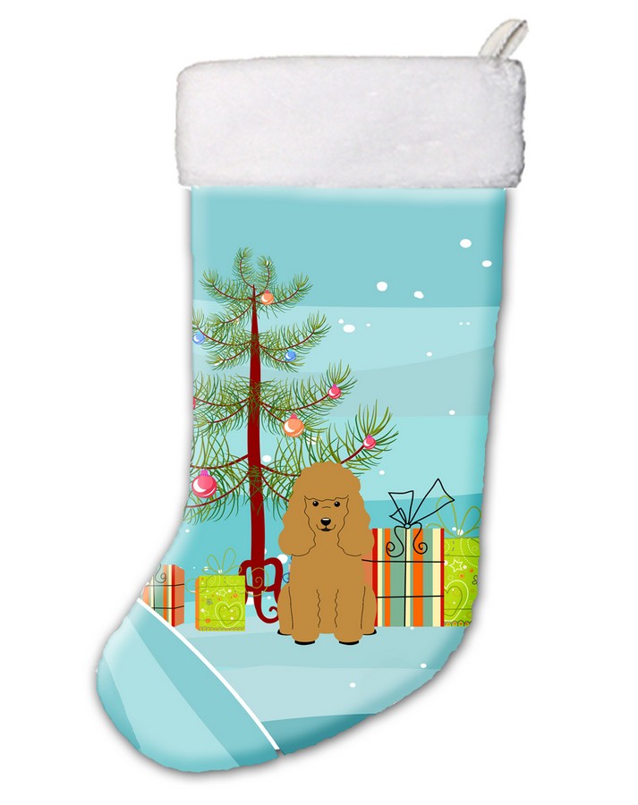 BB4194CS Merry Christmas Tree Poodle Tan Christmas Stocking