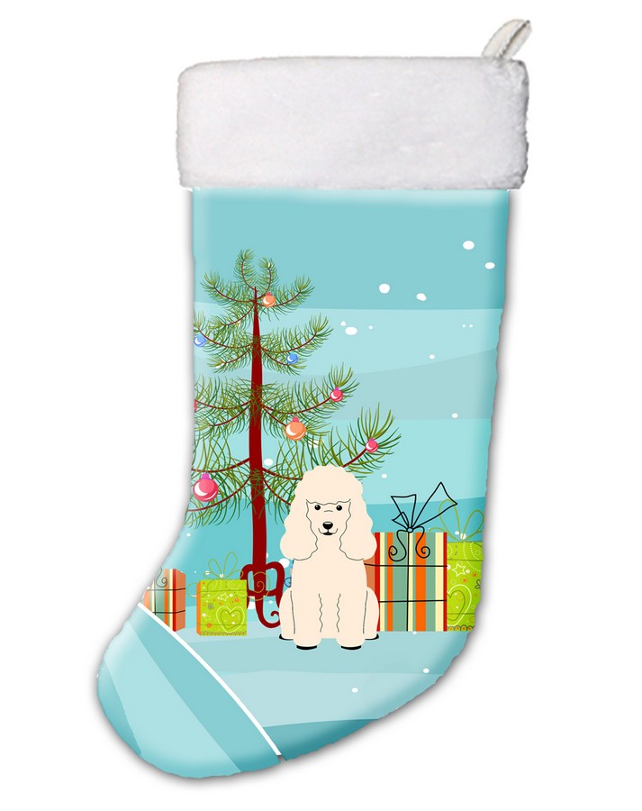 BB4195CS Merry Christmas Tree Poodle White Christmas Stocking
