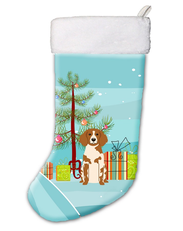 Merry Christmas Tree Brittany Spaniel Christmas Stocking
