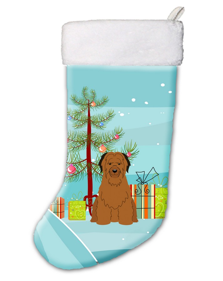 BB4207CS Merry Christmas Tree Briard Brown Christmas Stocking