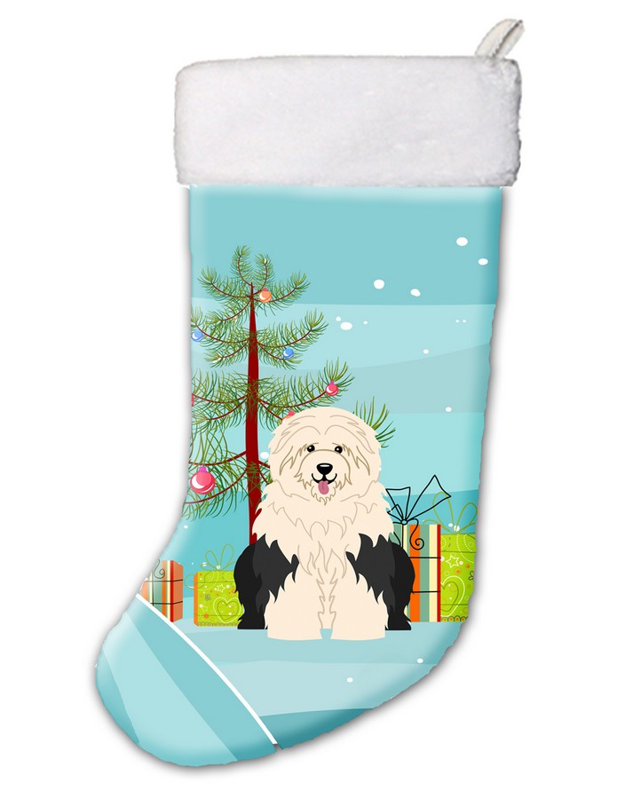 BB4221CS Merry Christmas Tree Old English Sheepdog Christmas Stocking