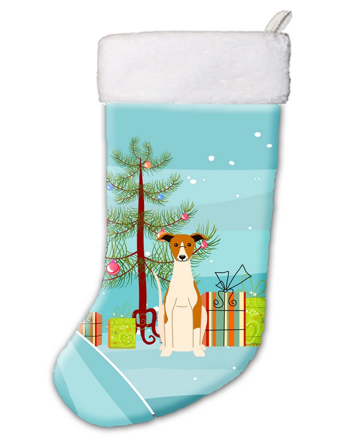 Merry Christmas Tree Whippet Christmas Stocking