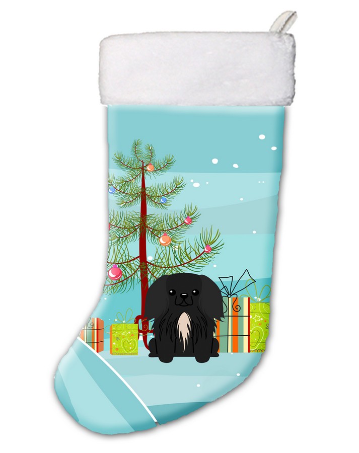 BB4232CS Merry Christmas Tree Pekingnese Black Christmas Stocking