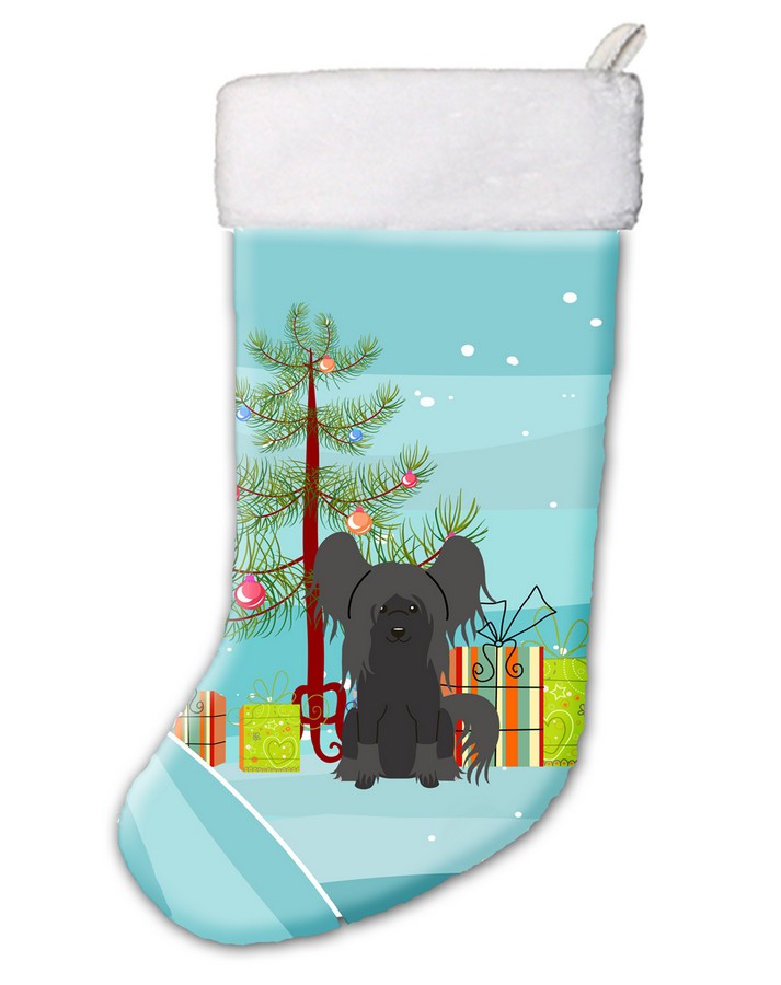 BB4237CS Merry Christmas Tree Chinese Crested Black Christmas Stocking