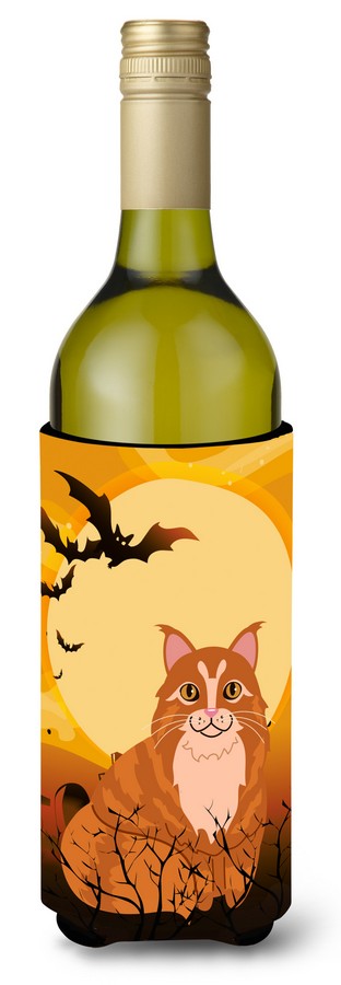 Halloween Maine Coon Cat Wine Bottle Beverge Insulator Hugger