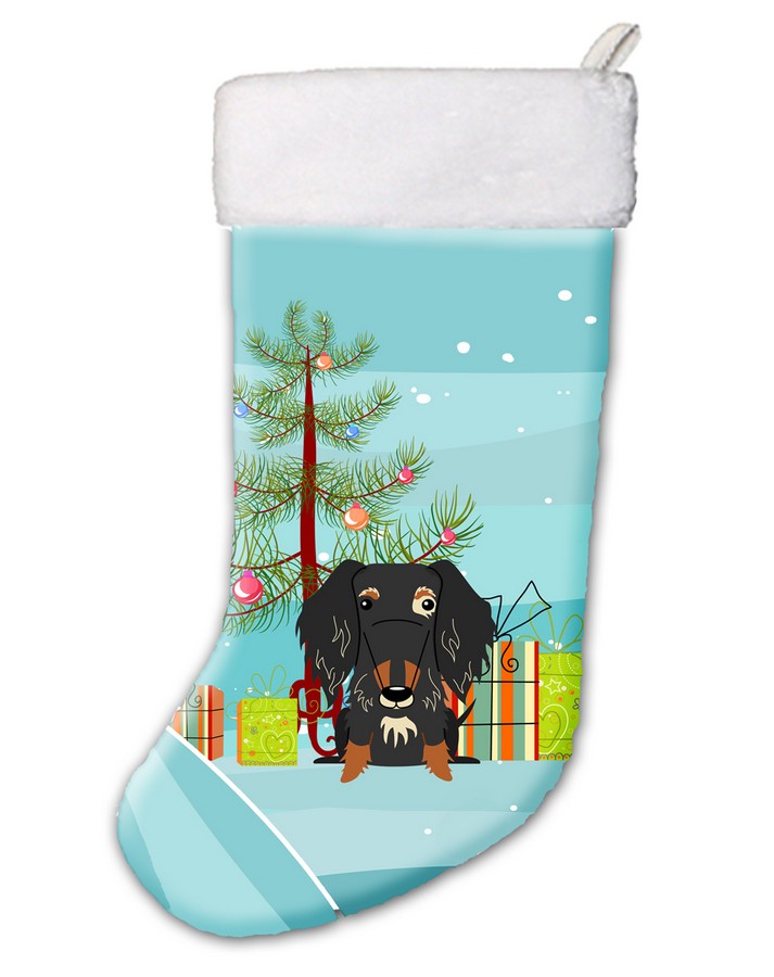 Merry Christmas Tree Wire Haired Dachshund Dapple Christmas Stocking