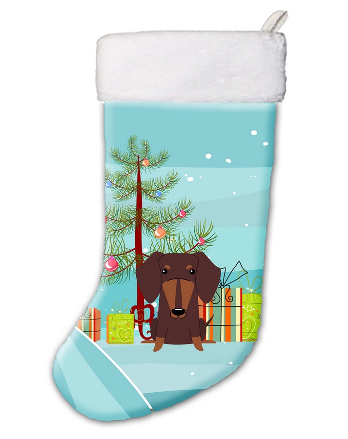 BB4256CS Merry Christmas Tree Dachshund Chocolate Christmas Stocking