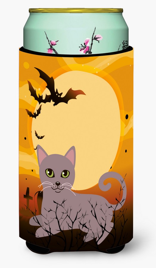Halloween Russian Blue Cat Tall Boy Beverage Insulator Hugger