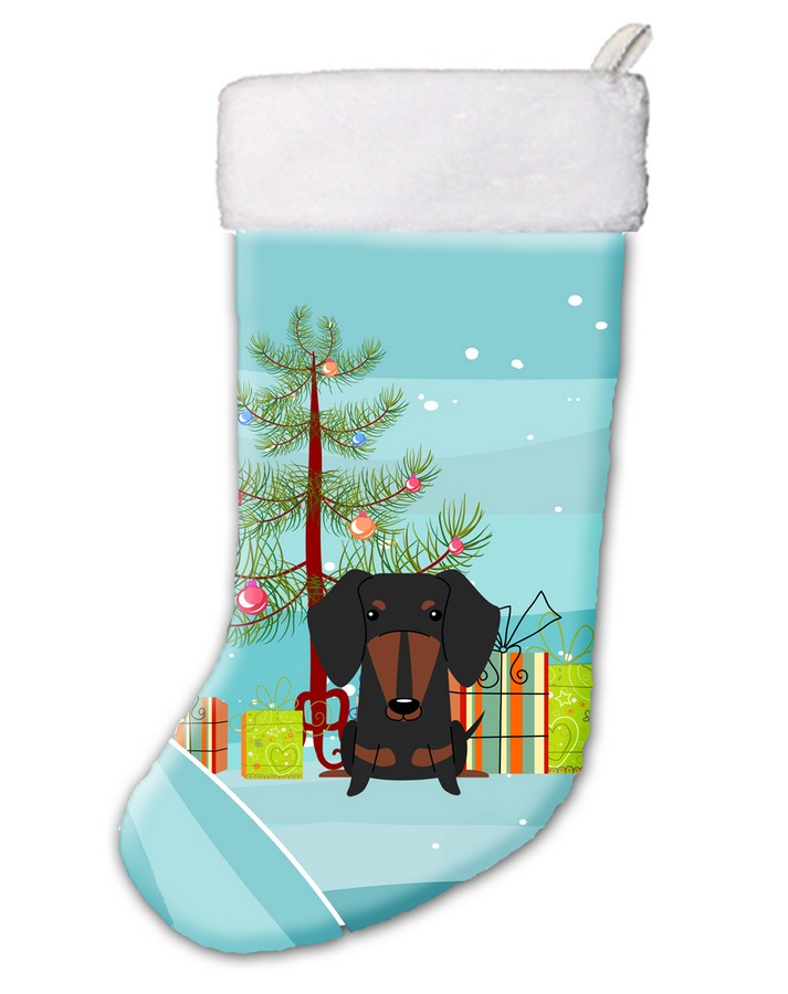 Merry Christmas Tree Dachshund Black & Tan Christmas Stocking
